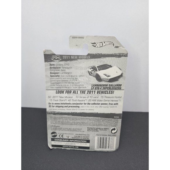 HOT WHEELS VHTF 2011 NEW MODELS LAMBORGHINI GALLARDO LP 570-4 SUPERLEGGERA New - Picture 7 of 10